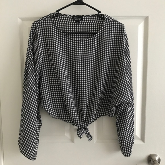 Topshop Tops - Topshop Gingham Tie Crop Blouse - Last Chance🌟